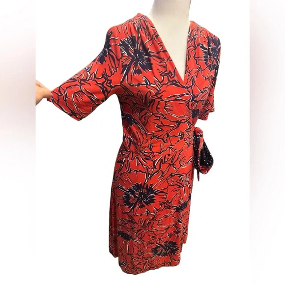 Lilly Pulitzer adalie wrap red/navy dress size S - Picture 3 of 12